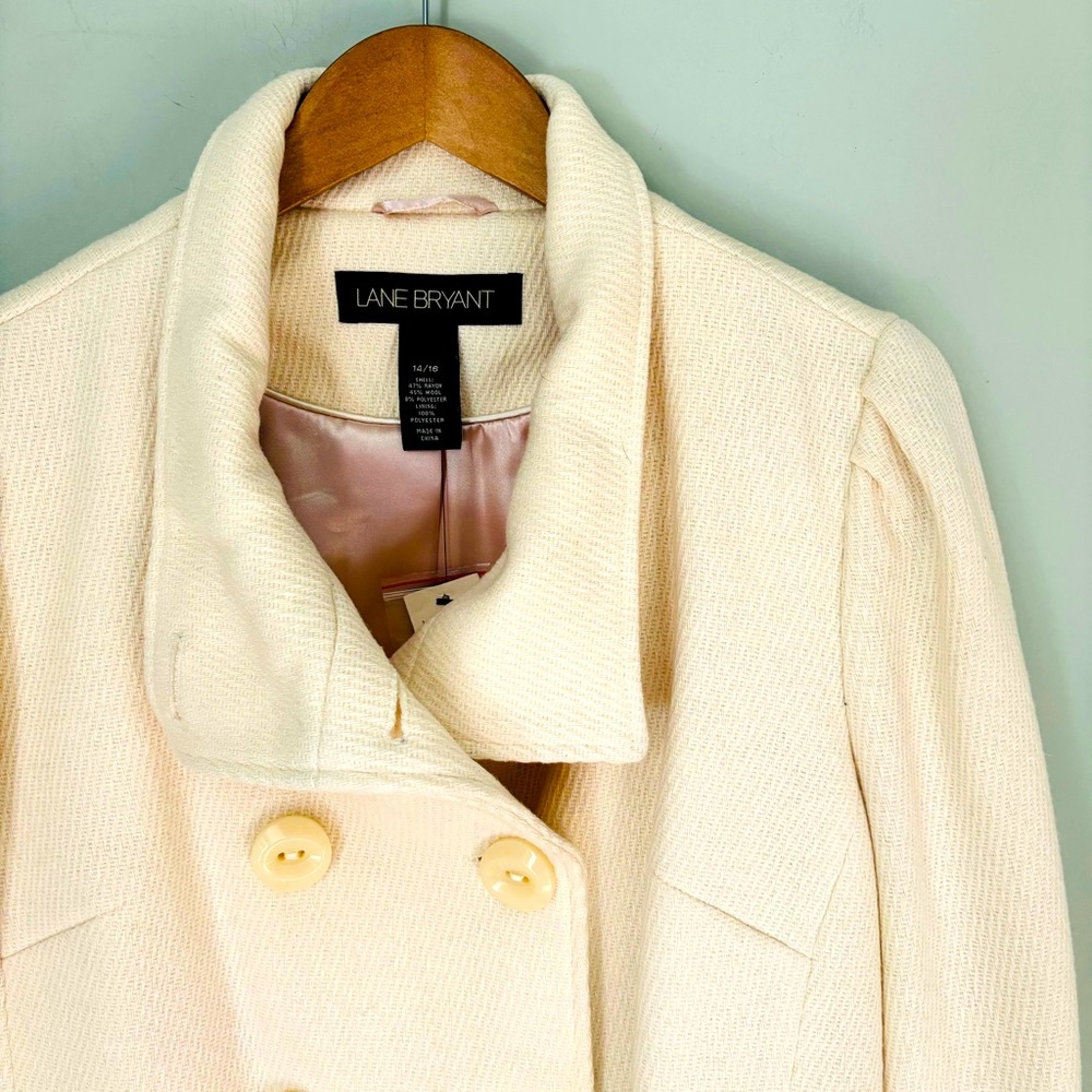 Lane Bryant Textured Double Breasted Wool Coat NWT Size 14/16